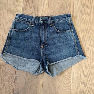 Rag & Bone High-Rise Medium Wash Denim Shorts – Rolled Cuff – Vintage Style